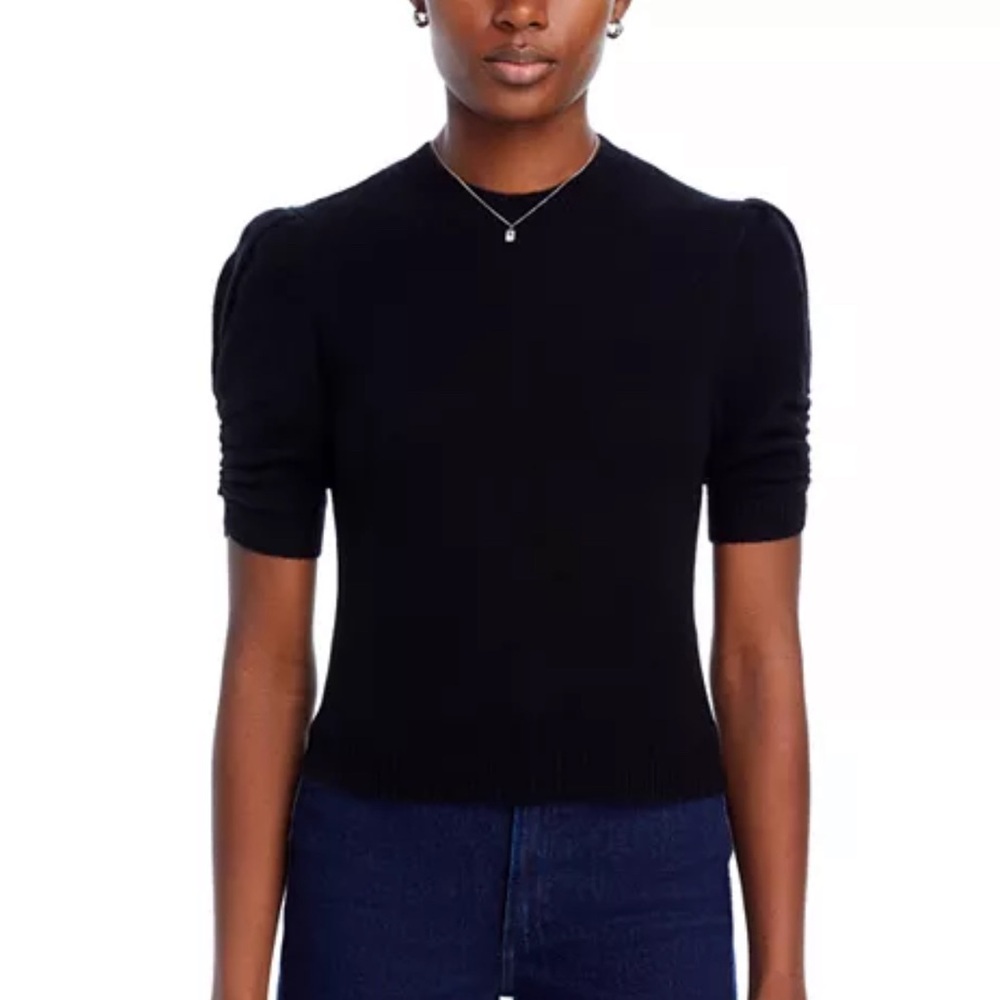 Frame Ruched Cashmere/Wool Sweater- In Noir - Picture 3 of 7